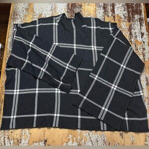 Sz 4X Eloquii Black and White Plaid Turtleneck Sweater
